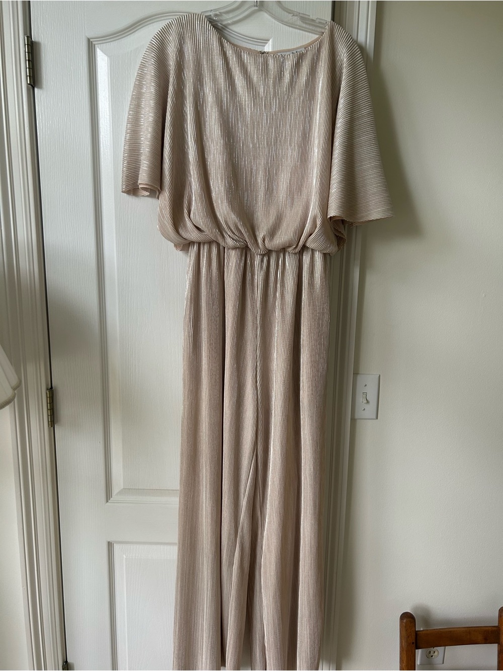 Wide Leg Jumpsuit in Champagne Beige